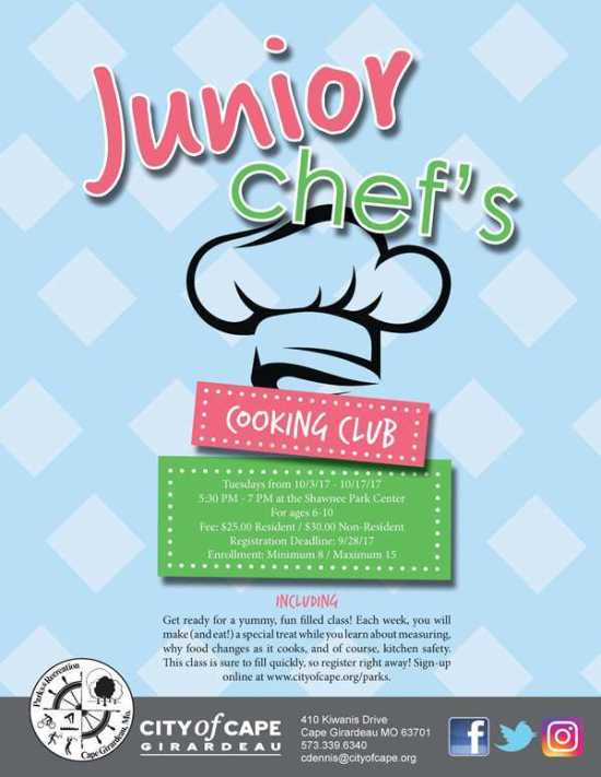 Cape Parks and Recreation Jr. Chef's Cooking Club 